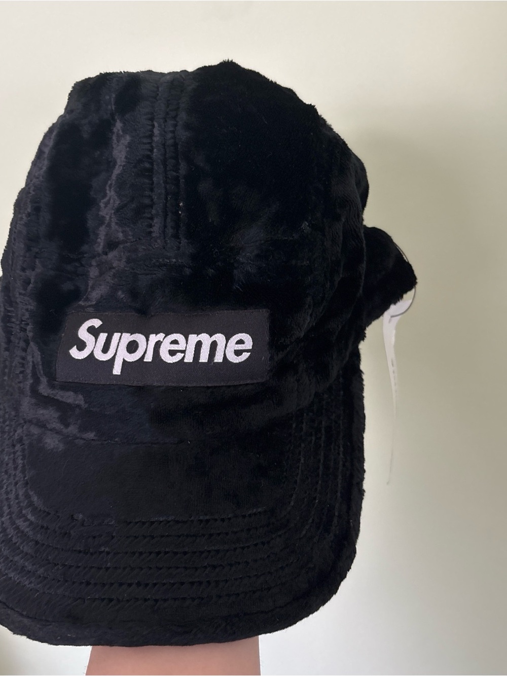 Supreme Black Crewneck with Red Logo Tag